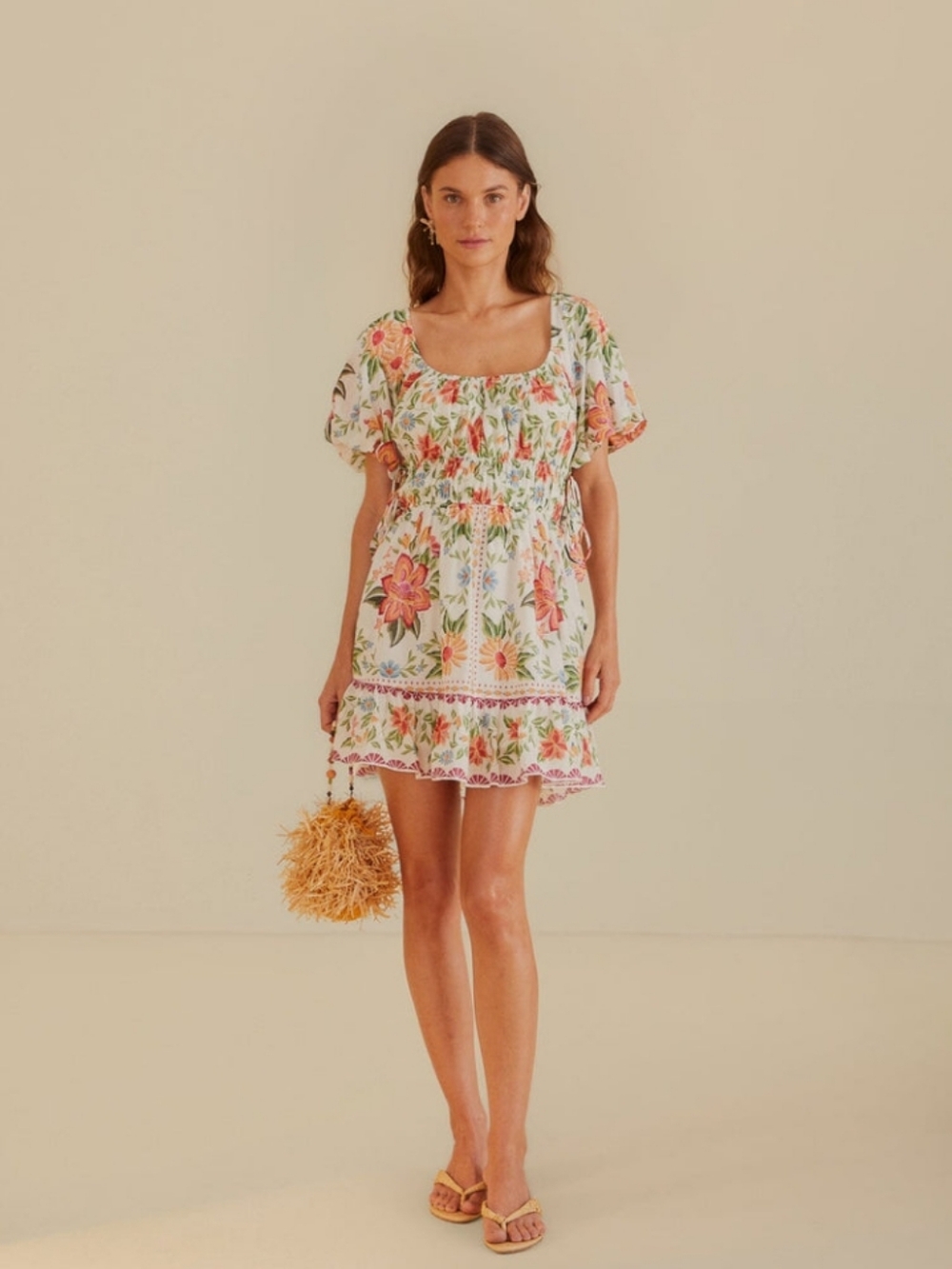 Farm Rio Off White Bloom Garden Mini Dress